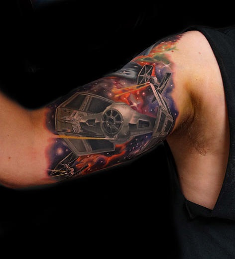 TIE Fighter Star Wars tattoo by Andres Acosta