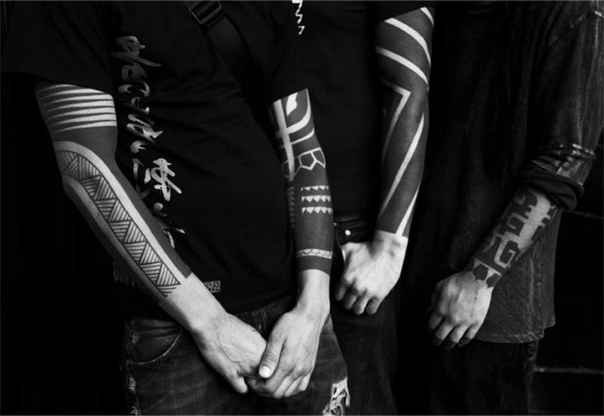 Three Guys One Style Blackwork tattoo sleeves