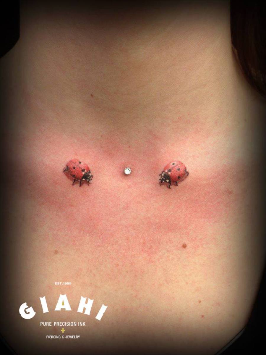 Tiny Ladybugs 3D tattoo by Roony