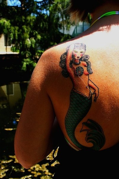 Traditional Mermaid Nautical tattoo on Shoulder