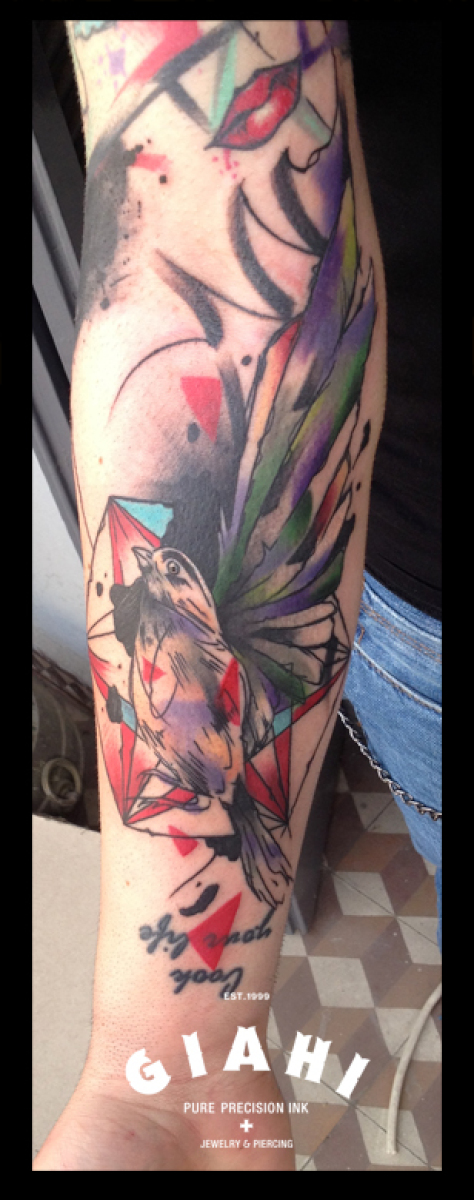 Trash Polka Sparrow tattoo by Live Two