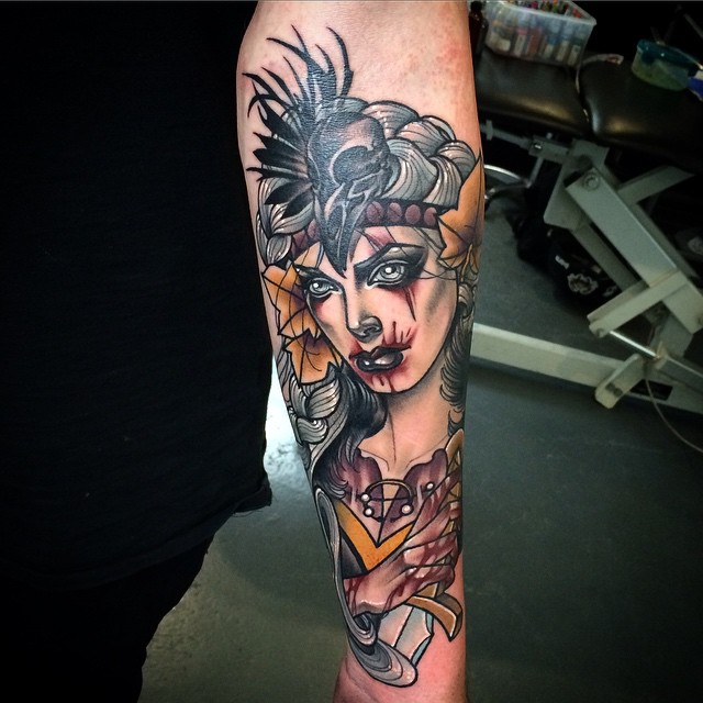 Vampire Girl tattoo by Kat Abdy Tattoo