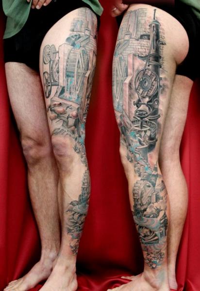 Water Mill Leg tattoo by Skin Deep Art