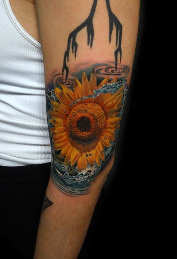 Water Sunflower tattoo by Andres Acosta