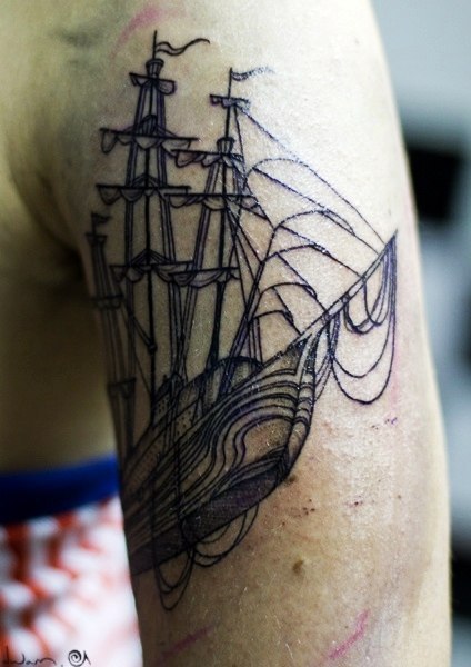 Graphic Giant Ship Nautical tattoo