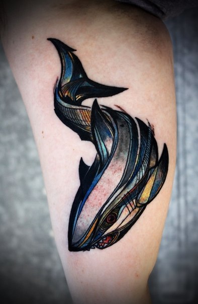 Nice Blue Shark Nautical tattoo