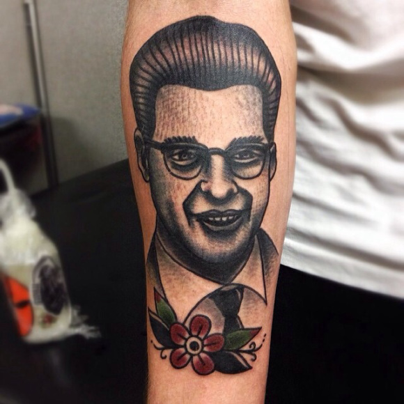 Smiling Man Old School tattoo by Matt Cooley