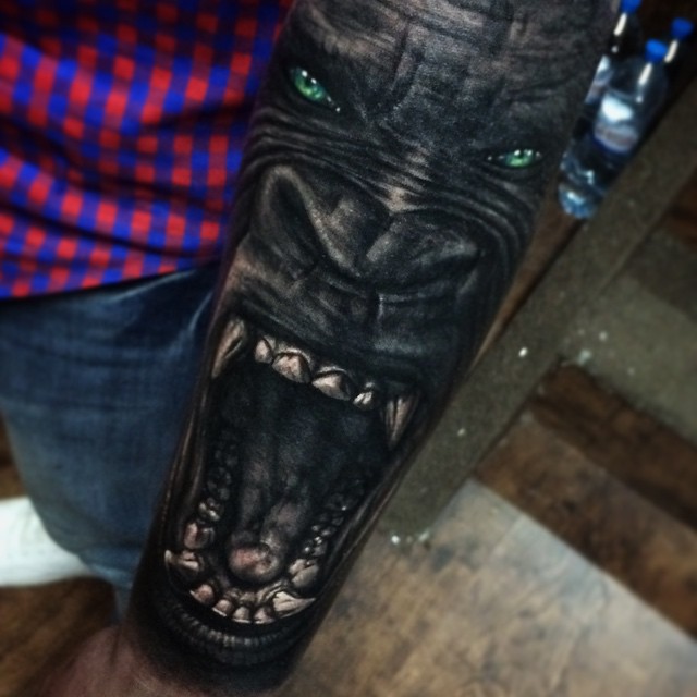 Angry Growling Ape tattoo on Arm