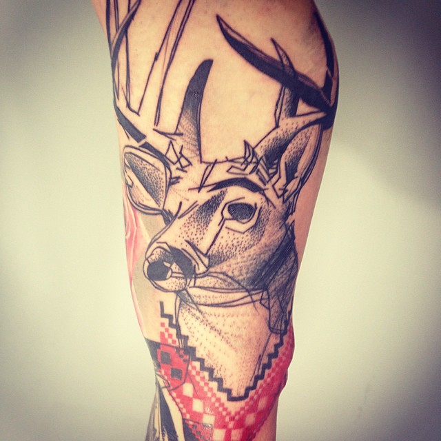 Deer Dotwork tattoo by Timur Lysenko