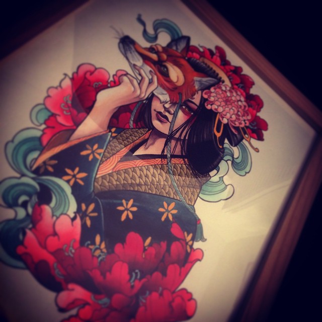 Fox Mask Girl Tattoo idea by