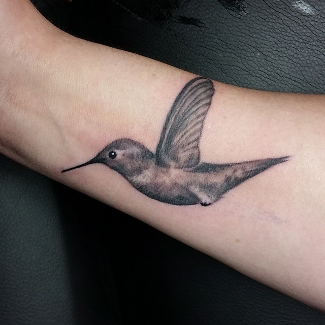 Graphic Colibri Small Tattoo on Wrist by Delan Canclini