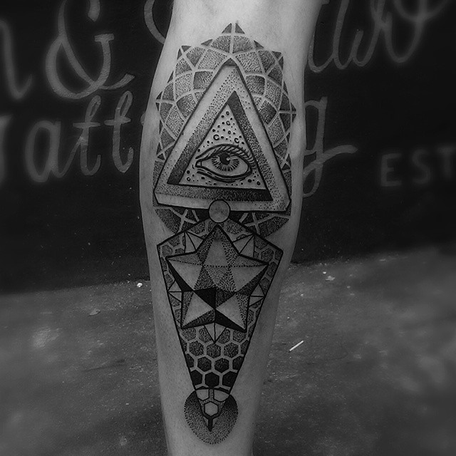 Infinite Geometry Dotwork on Leg