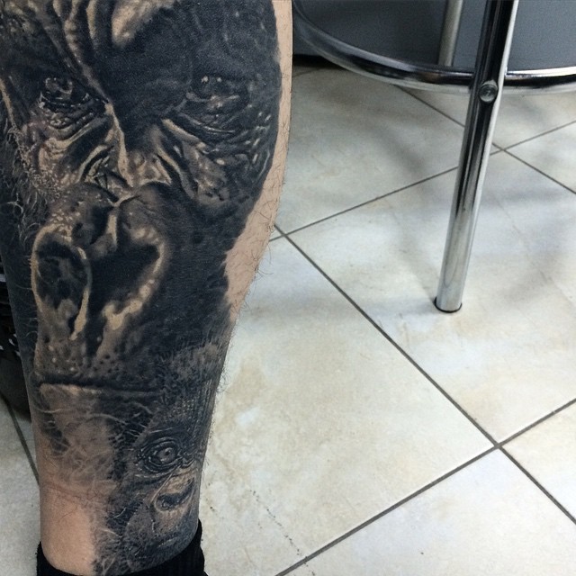 Realistic Gorilla Leg tattoo