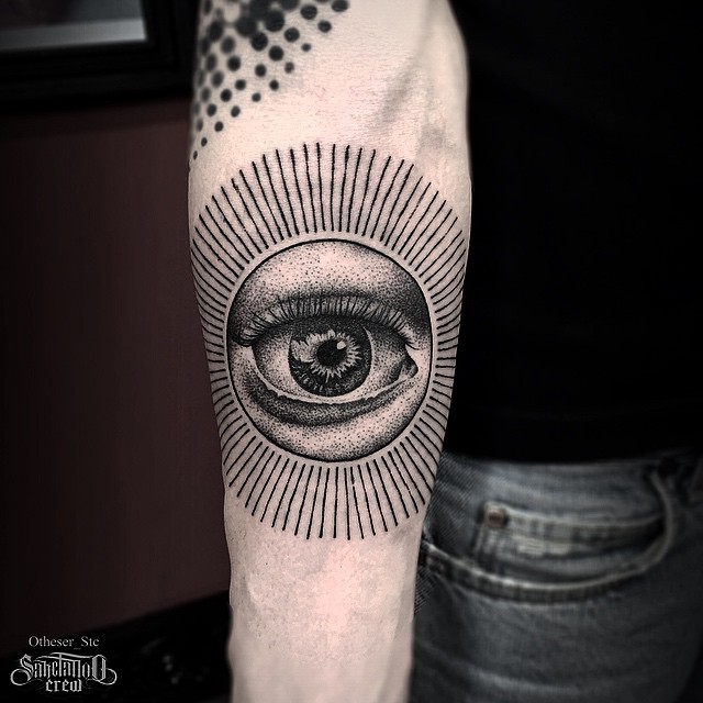 Sun Eye Dotwork on Arm