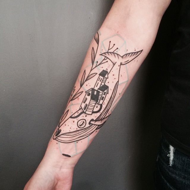 Whale Town Arm tattoo