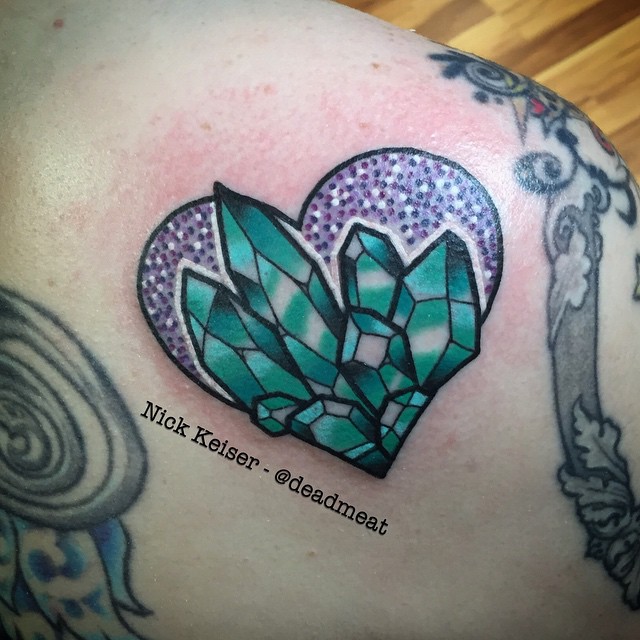 Blue Crystal hear tattoo