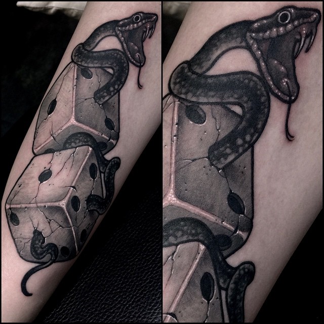 Gambling Snake Dice Tattoo