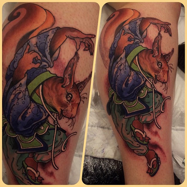 Asian War Squirrel Japanese tattoo