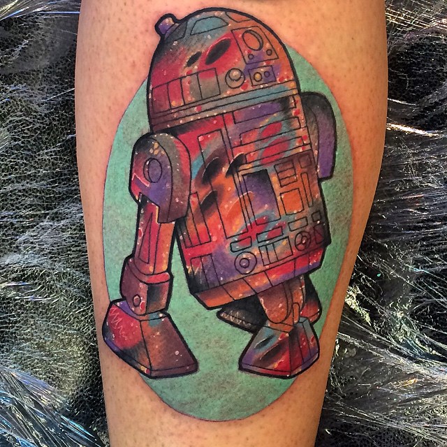 Colorful R2D2 tattoo