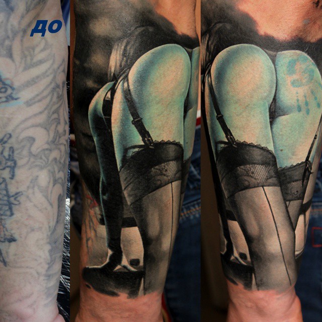 Cover Up Blue Butt tattoo