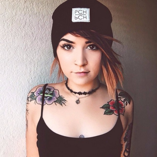 Cute Girl with Collar Bone Roses