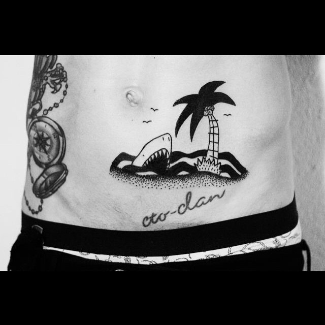 Desert Island tattoo on Stomach