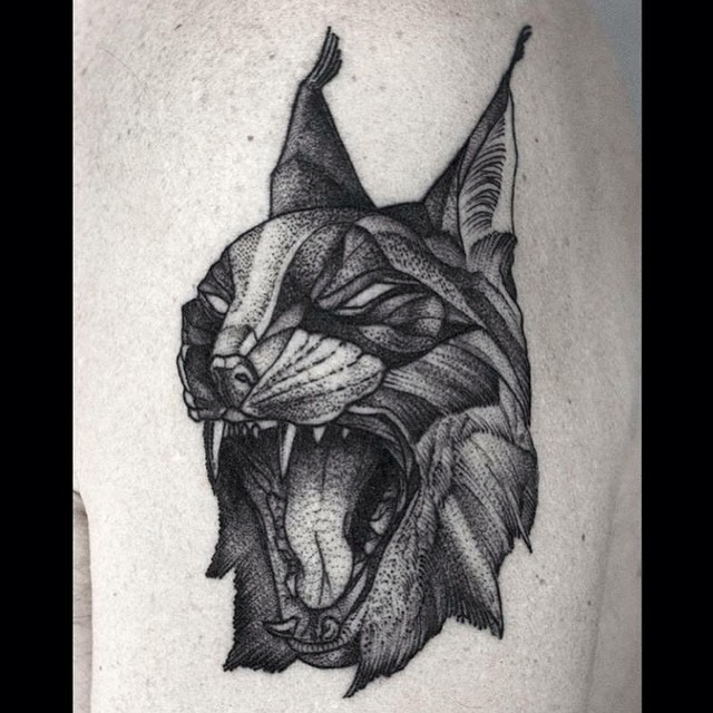 Dotwork Lynx tattoo