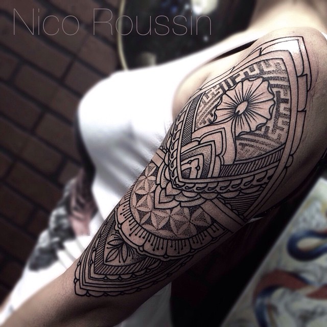 Dotwork Mehendi Shoulder tattoo