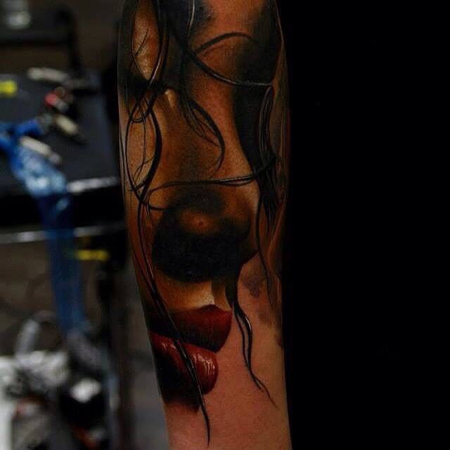 Eye Closed Red Lips tattoo