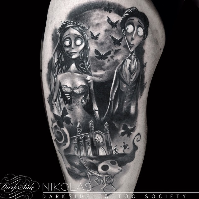 Graphic Corpse Bride Shoulder tattoo