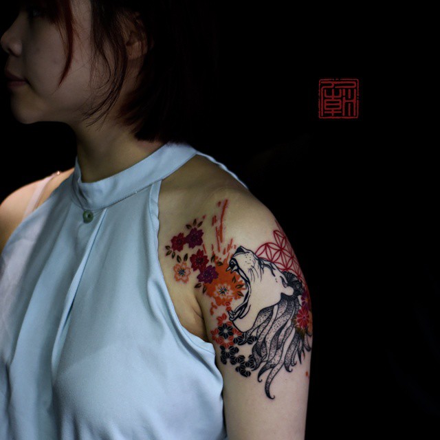 Lion's Roar tattoo on Shoulder