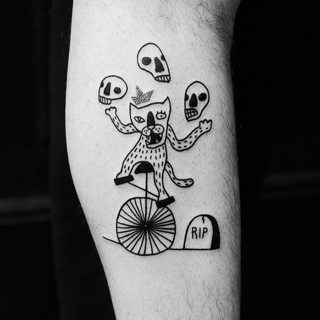 Skull Juggling Wolf tattoo