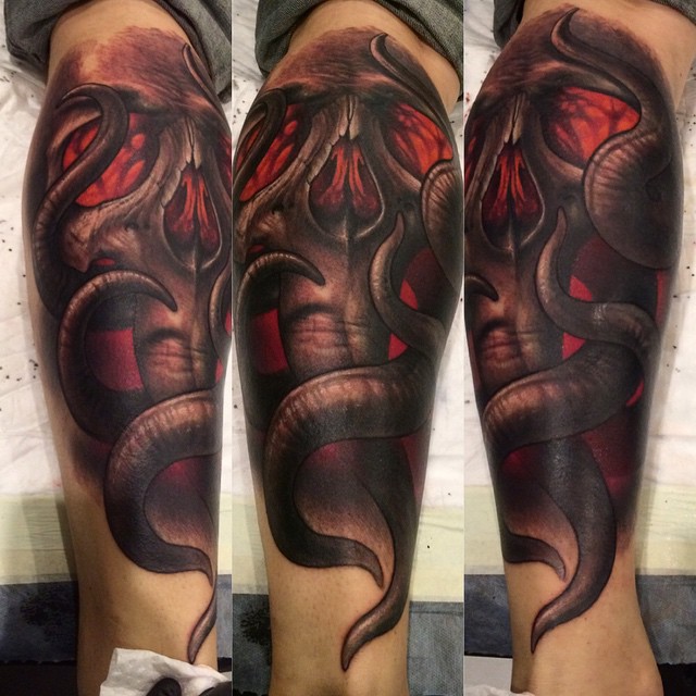 Tentaskull Leg tattoo