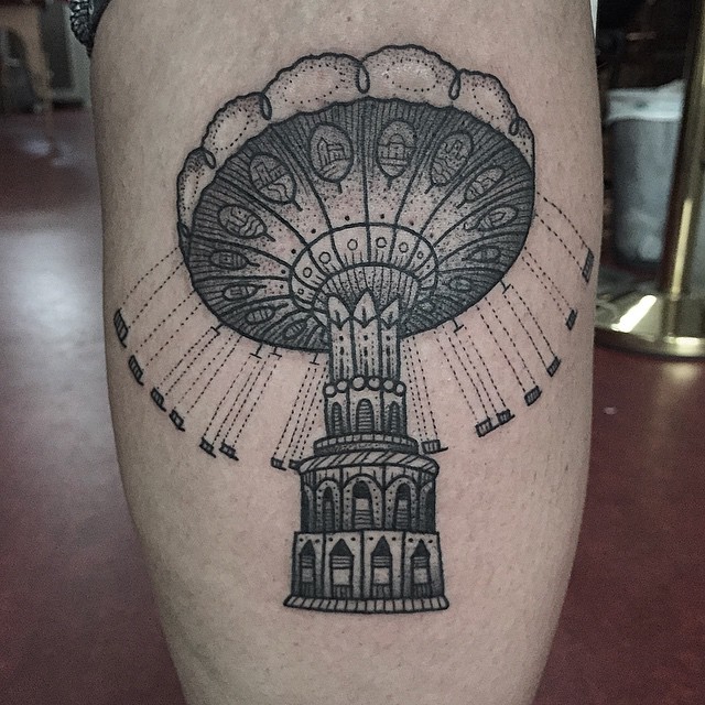 Thigh Carousel Dotwork tattoo