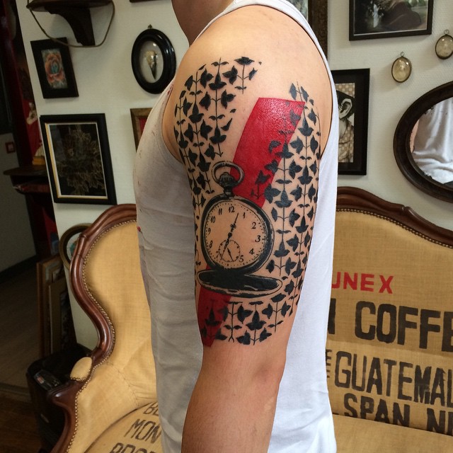 Trash Polka Shoulder Pocket Watch tattoo