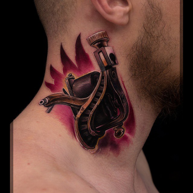 Violet Background Neck Tattoo Machine