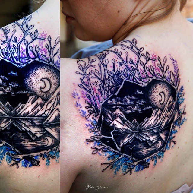 Wild Lake Moon Tattoo