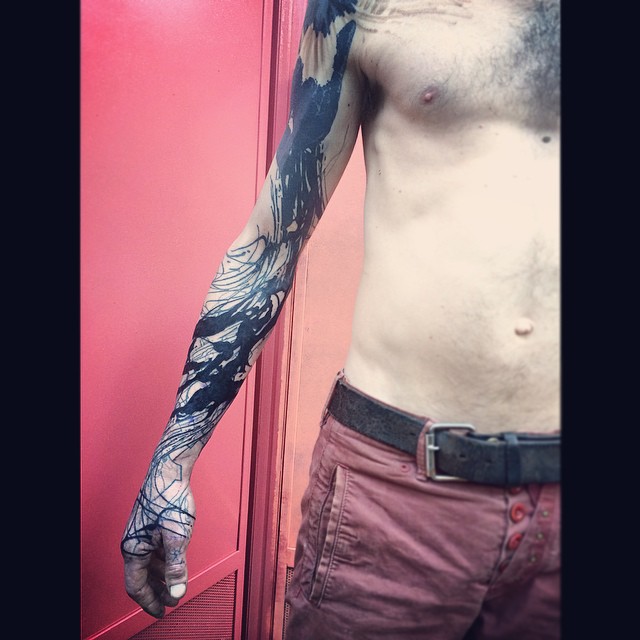 Blackwork Chaos Tattoo Sleeve