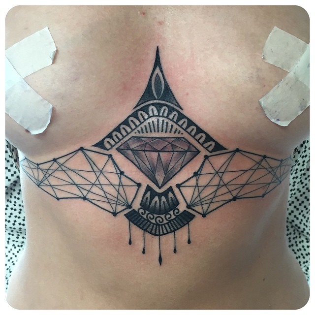 Blackwork Dimond Geometry Tattoo