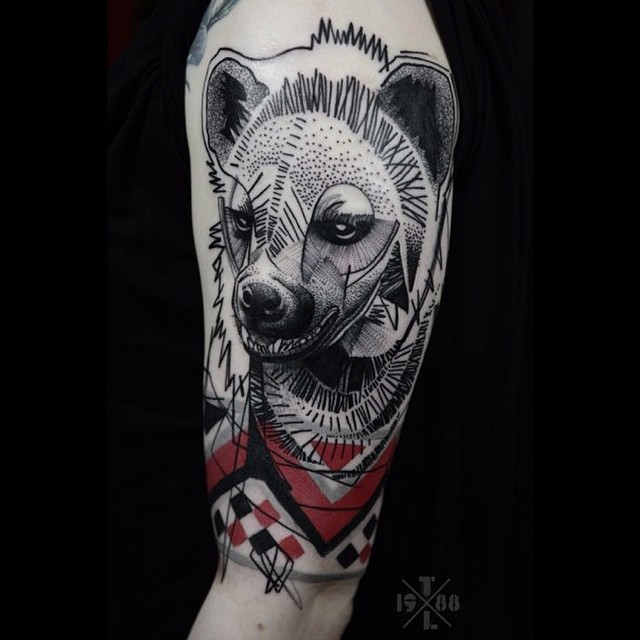 Dots and Lines Hyena tattoo