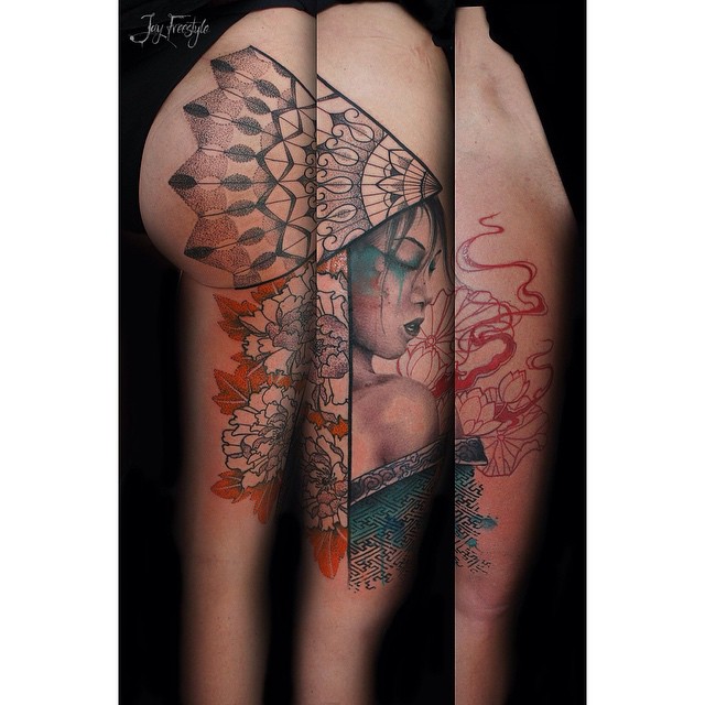 Fan Japanese Girl Tattoo