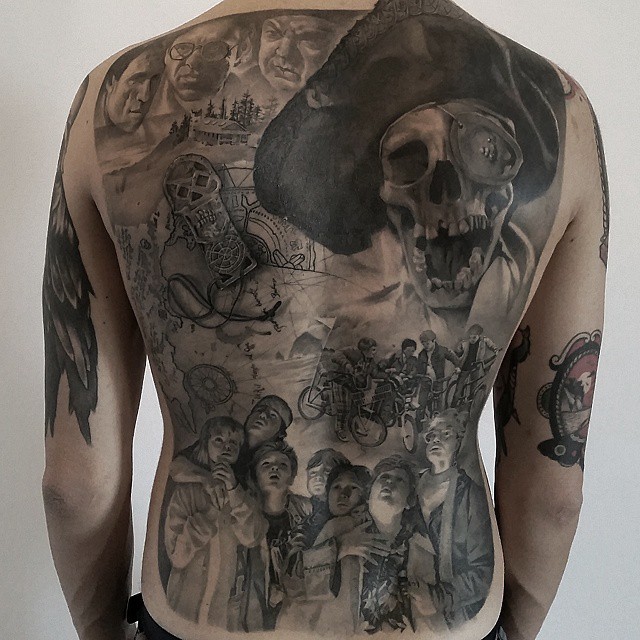 Full Back One Eyed Willie Tattoo