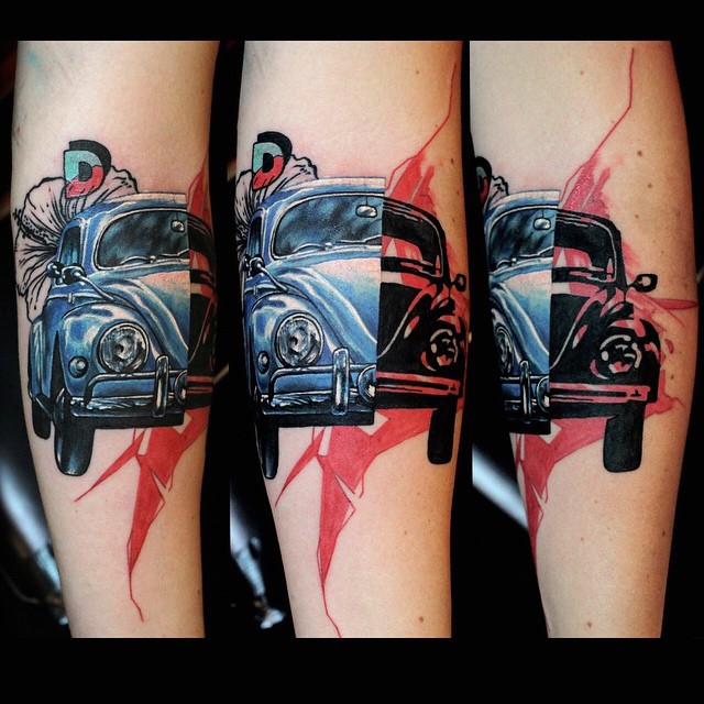 Inside Car Tattoo Trash Polka