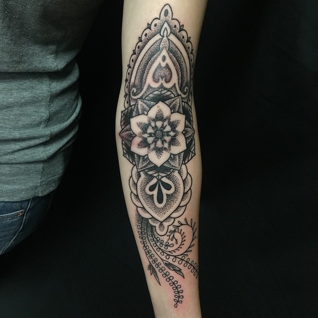 Nature Dotwork Arm Tattoo