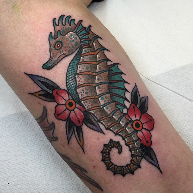 New School Sea Horse Tattoo