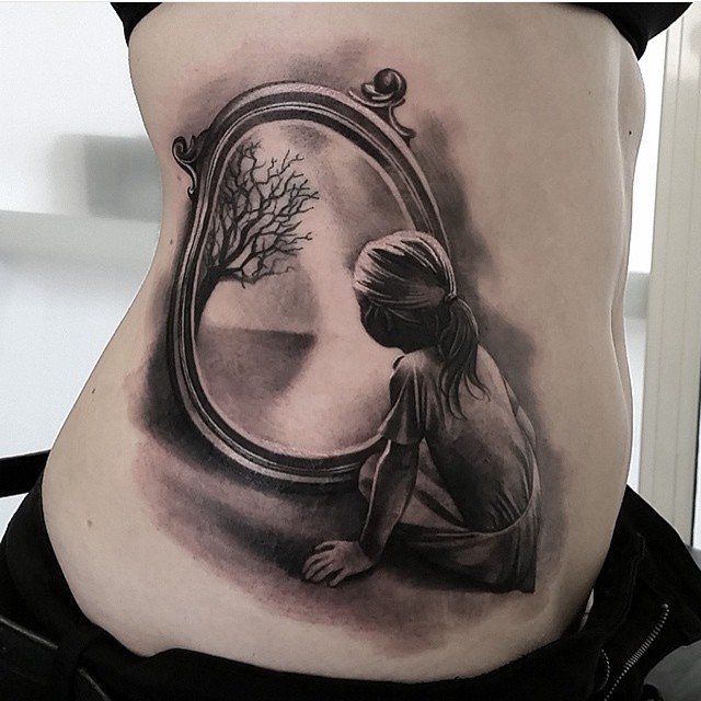 Other World Mirror tattoo on Stomach