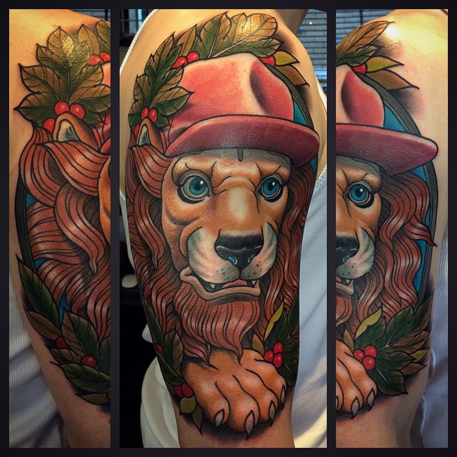 Pink Hat Lion Tattoo