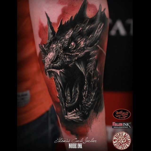 Portrait of Smaug Tattoo on Arm