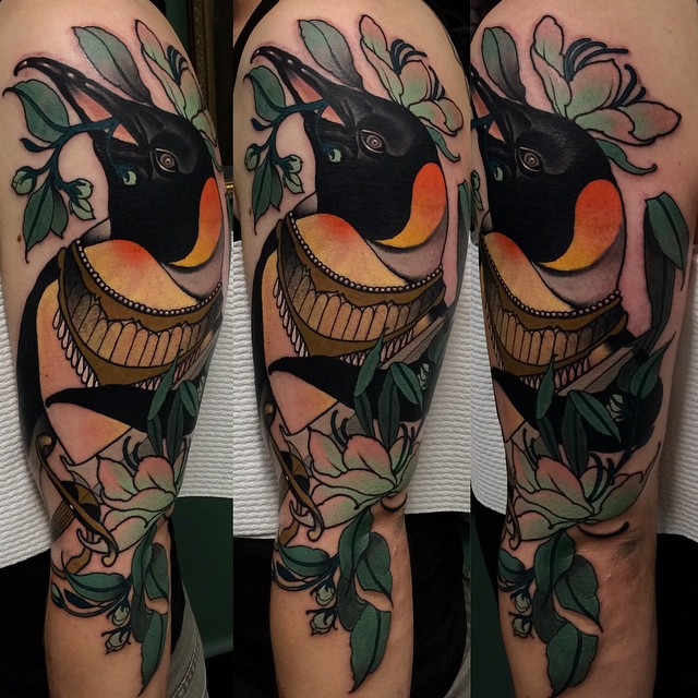 Shoulder Bird Baroque tattoo