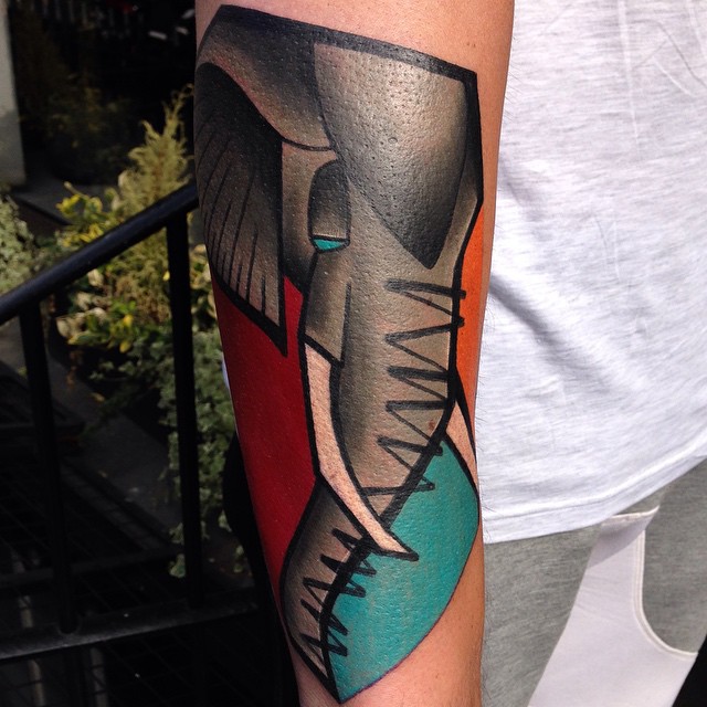 Simple Colorful Elephant Tattoo